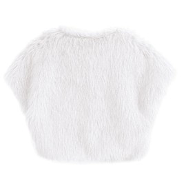 Amazhiyu Fur Bridal Jacket, Short Sleeve Bridal Stole Bolero, Women's Crop Wedding Jacket, Faux Fur Stole, Short Faux Fur Winter Jacket, Cardigan, Open Front for Evening Dress, Wedding, Festive, White