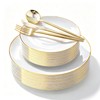 N9R 150PCS White Plastic Plates with Disposable Silverware Set, Gold