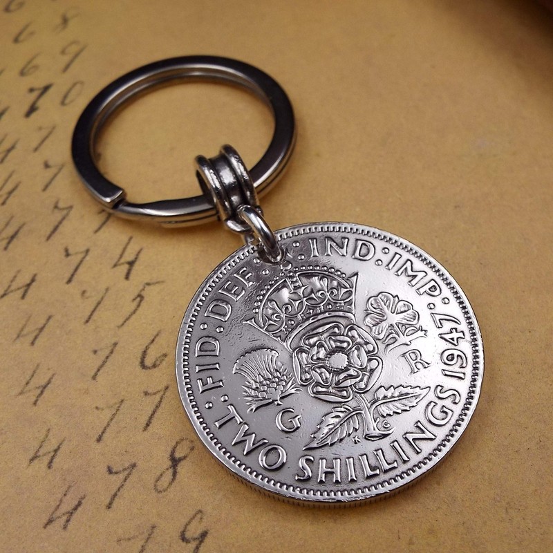 A Silver Dream 1947 2 Shilling Coin Keyring