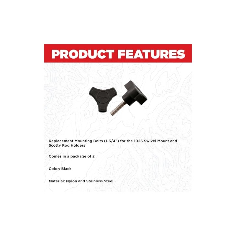 Scotty #1035 Replacement Mounting Bolts for #1026 Swivel Mount (2-Pack)
