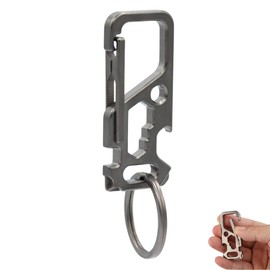 Titanium Carabiner Multitool Keyring with Screwdriver, Bottle Opener, Nut Turner, EDC Titanium Carabiner Key Ring
