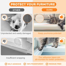 Window Sill Protector (4Inch x 16.5Ft) Cuttable Window Sill Protector,Door Protector from Dog Scratching, Protection from Dog and Cat Scratching, Chewing, Slobbering and Clawing on Window Sills