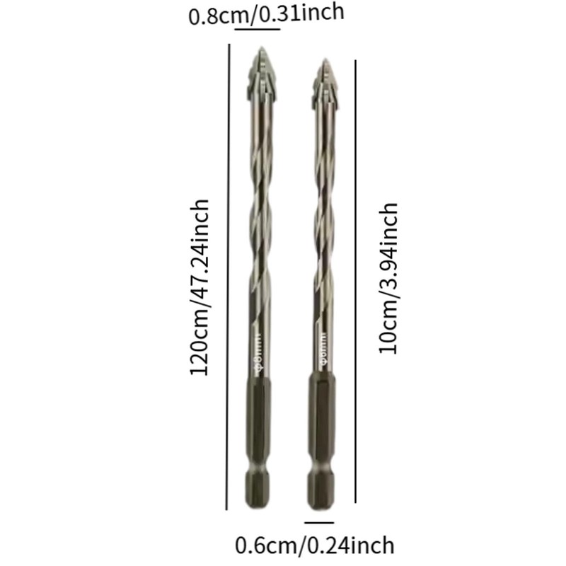 Milageto 2 Pieces Four Flute Sawtooth Eccentric Drill Bits Hexagon
