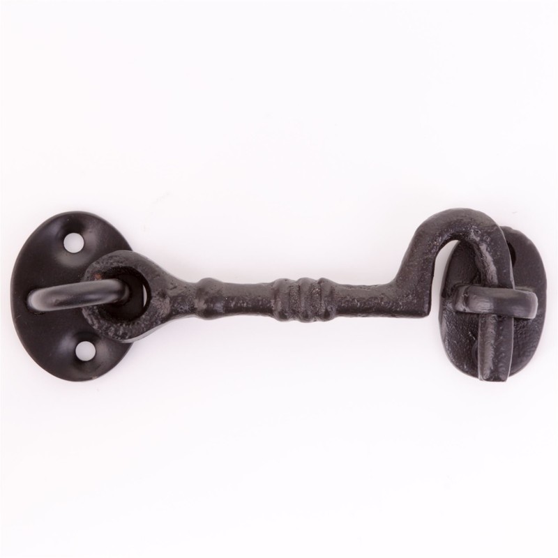 Black Traditional Cast Iron 4" Cabin Hook & Eye -
