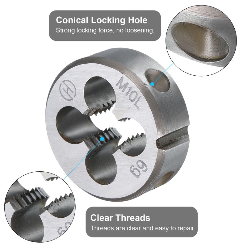 sourcing map 2pcs Round Threading Die M10 x 1.5 Metric
