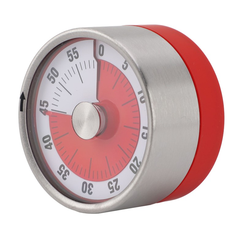 Mechanical Countdown Timer 60 Minute Magnetic Stainless Steel Visual Kitchen