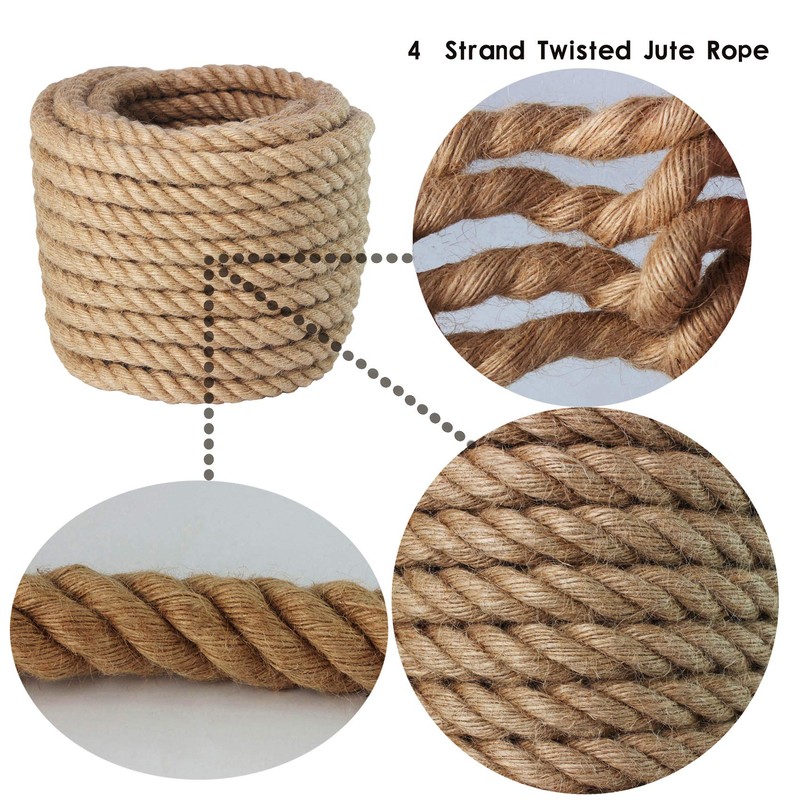 Manila Rope 1-1/2 Inch x 50 Feet, Twisted Thick Rope