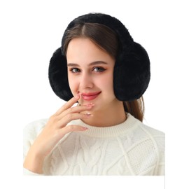 Rulala Fancy Women's Winter Earmuffs Plush Faux Fur Ear Muffs Outdoor SKI Ear Warmers for Cold Weather(Black)
