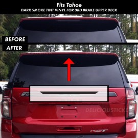 Deliciousticker Fits 2021-24 Chevy Tahoe 3rd Brake Light Area Blackout Light Smoke Vinyl Overlay