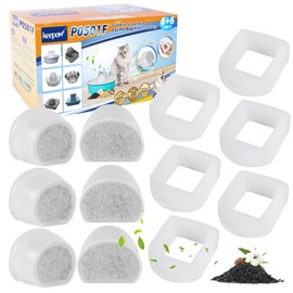 KEEPOW Cat Water Fountain Filter for PetSafe Drinkwell Fountain, 12 Pack Foam Pre-Filter & Carbon Filter for Drinkwell 1 1/2 2 Gallon, Seaside, Creekside, Butterfly, Seascape, Pagoda, Avalon, Sedona