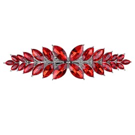 Austrian Crystal Bridal Hair Barrettes, Rhinestones Vintage Hair Clips, Sparkly Glitter Crystal Hairgrip Wedding Hair Headwear Accessories for Women Girls (Red-c)