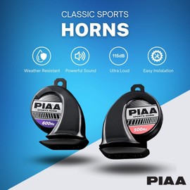 PIAA 85112 Universal Loud Horn for Car Truck Motorcycle SUV UTV ATV Van Sports High Tone 500hz + 600hz 115dB Truck Horns for Pickups Replacement Kit (Pack of 2)