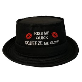 Fidra Kiss Me Quick Cotton Porkpie Hat. 3 Sizes, Fast UK Post 48-72 Hour delivery (as8, Alpha, m) Black
