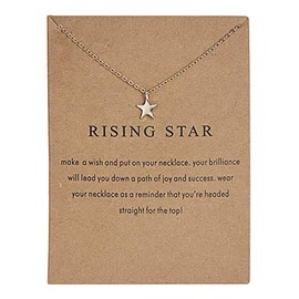 Rising Star Necklace for Women Girls Best Friend Long Necklaces BFF Chain Necklace with Message Card Christmas Birthday Gifts for Daughter Granddaughter Niece Sister