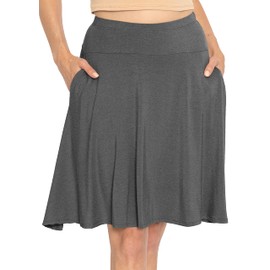 STRETCH IS COMFORT Women's A-Line Skirt with Pockets Charcoal Gray Small