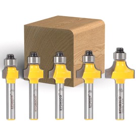 YONICO Roundover Router Bits Edge Forming Set 5 Bit Mini 1/4-Inch Shank 13520q