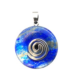 Steinfixx® - Premium Lapis Lazuli Donut Optional Necklace with Silver or Gold Pendant and 80 cm Leather Cord Healing Stone Gemstone Chakra Stone, Crystal Gemstone Crystal gemstone Lapis Lazuli, Lapis