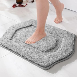 TANVILL Bathroom Rugs, Extra Soft Absorbent Washable Bath Mats, Non-Slip Bath Mats for Bathroom, Tub and Shower, Grey, 18×24