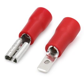 Heschen Male/Female Quick Disconnects Vinyl Insulated, FDD+MDD1.25-110, 2.8 x 0.5 mm Cable Terminal, for 0.5-1.5mm² (22-16 AWG), Red, 100Pack