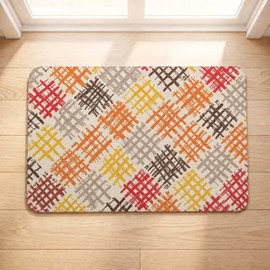Large Stone Bath Mat,23.6"×15.3" Diatomaceous Earth Bathroom Rugs,Super Absorbent Hard Colorful Bath Tub Mat Non Slip Bath Mat for Bathroom Shower Floor Quick-Drying,Easy to Clean (Geometric-D)