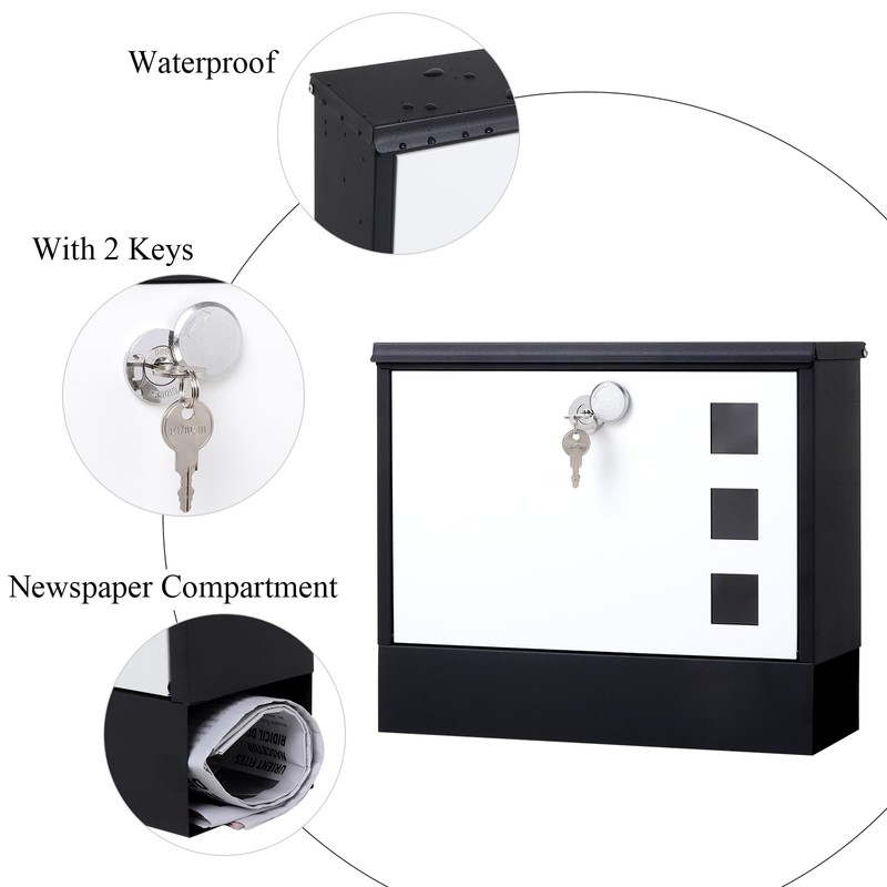 Locking Mailbox Wall Mounted Vertical– Jssmst mailboxes with Key Lock