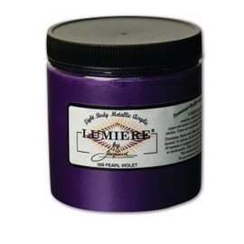 Jacquard Lumiere 8oz Fabric Paint Pearlescent Violet - Metallic Paint for Fabric, Leather, Canvas, Paper and Wood - Light-bodied Metallic Acrylic Paint - Lightfast & Vibrant Metallic Acrylic Paints
