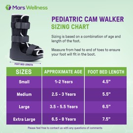 MARS WELLNESS Pediatric Walking Boot For Kids - Sprained Ankle Pediatric Ankle Brace - Kids Walking Boot - XL - Fits Children Ages 6.5-8 Years Old