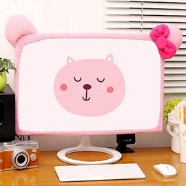 YEHEI Pink Computer Monitor Cover Monitor Dust Cover Computer Decorative Dust Cover Suitable for 20-27 Screen Durable Easy Installation Easy to Use