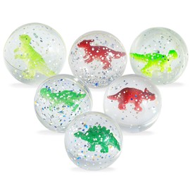 HO-SFSM Pack of 6 Bouncy Balls for Children, 41 mm Dinosaur Bouncy Balls for Children's Birthday Party Favours Gift Bag Filling Party Gifts