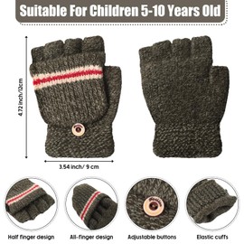 Yahenda 4 Pairs Winter Fingerless Gloves Kids Mittens Gloves Convertible Knit Flip Top Warm Mittens for Teen Aged 5-10 (Multicolor)