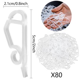 Gutter Hooks for Fairy Lights, Pack of 80 Fairy Lights Attachment, Fairy Lights Holder, Gutter Hooks, Weatherproof Plastic Christmas Light Clips for Christmas Decoration, Hanging Outdoor Lights