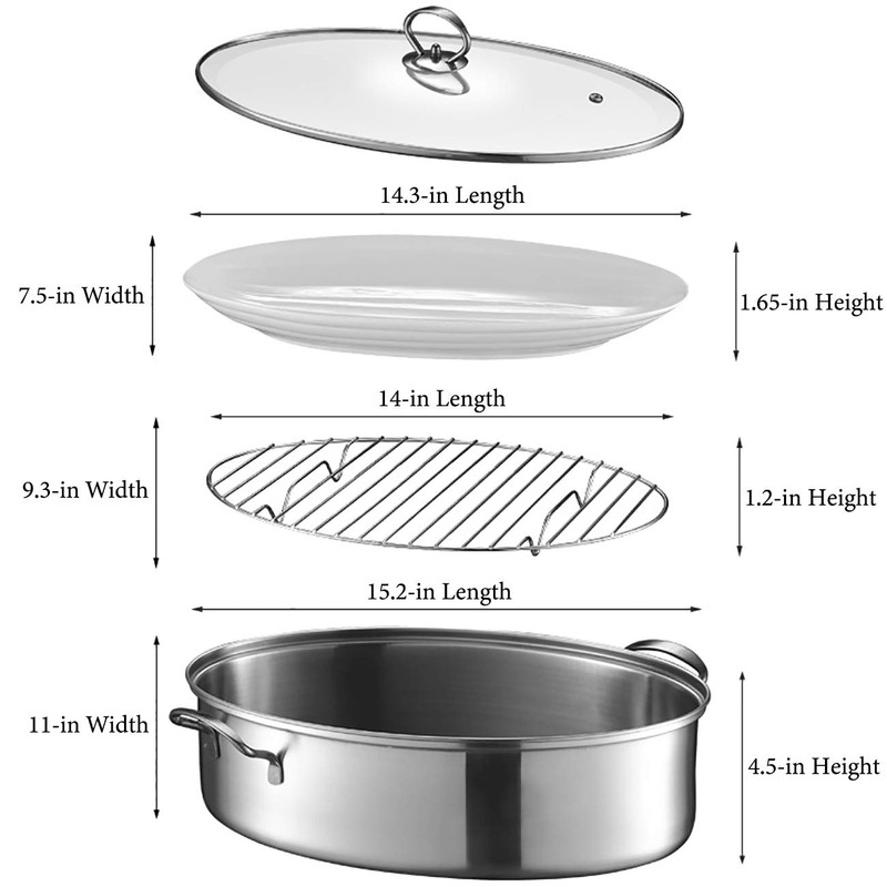 Eglaf 8Qt Stainless Steel Fish Steamer - Multi-Use Oval Cookware