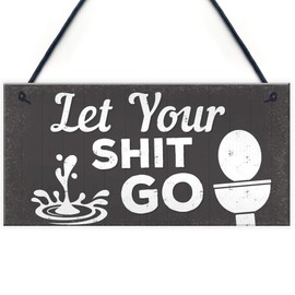 RED OCEAN Quirky Bathroom Sign Funny Toilet Loo Door Wall Shabby Chic Hanging Plaque Gift