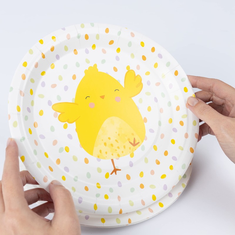 evelay 8 x Easter Chick Paper Plates 23cm Kids Food