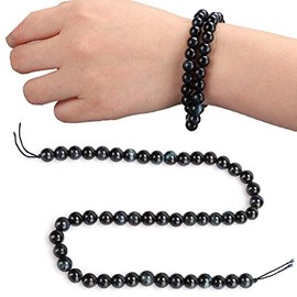 Cuentas de Piedra de Ojo de Tigre, 48 Piezas cuentas redondas azules negras Cuenta de ojo de tigre Pulsera de joyería de bricolaje Fabricación de accesorios para sus amigos