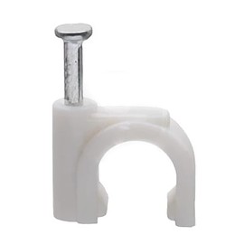 White Round Cable Clips with Fixing Nails - Pack of 100 (6mm)