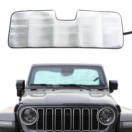 Windshield Sun Shade Compatible with 2024 Jeep Wrangler JL 2/4 Door 4XE Interior Accessories Foldable Windshield Sunshade Front Window UV Blackout Shades Sun Blocker Protector Cover
