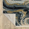 Homeroots 8' Navy Blue And Teal Abstract Runner Rug With