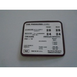 jim osborn reproduction 1971-73 Reproduction Chevy Camaro Z-28 Tire Pressure Decal