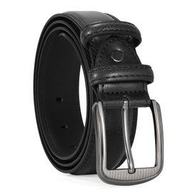 VONMELLI Men's Leather Belt with Classic Waist Belt Buckle for Casual Jeans and Suit Width 3.5 cm, black