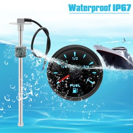 Fuel Level Indicator with Fuel Level Sensor, 0-190ohms Marine Fuel Transmission Unit, Boat Fuel Tank Transmitter, Stainless Steel Gas Sensor for Boat, Car, Truck, Vehicle