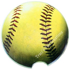 Softball Sandstone Car Coaster