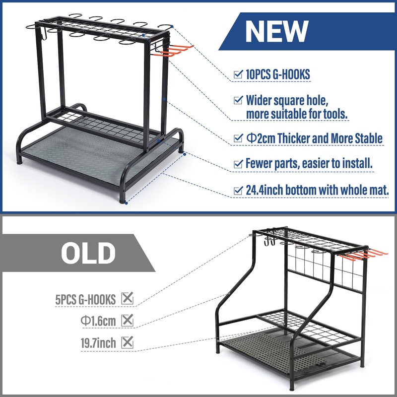 Garden Tool Organizer, Yard Tools Rack Holds 55 Long-Handled Tools/Rakes/Brooms