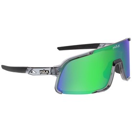 MCR Safety HK42BGZP Hulk HK4 Safety Glasses with A Retro Single-Lens Design, Soft Adjustable Nose Pads and Arms and Scratch Resistant Coating, Crystal Gray Frame, Green Mirror Lens
