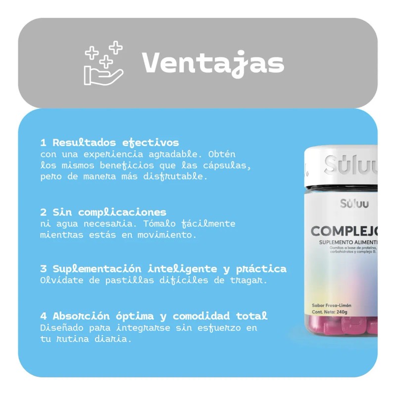 Súluu Gomitas Complejo B Frasco 60 Unidades Vitaminas Sabor Fresa