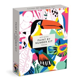 Galison Kitty McCall Toucan Paint by Number Kit from Includes 1 Canvas (8” x 10"), 1 Wooden Easel, 2 Paint Brushes & 6 Acrylic Paints, DIY Art Kit with Stunning Design