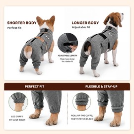 BALAPET Dog Recovery Suit for Hind Legs, Anti Lick Rear Leg Sleeves for Dogs, Adjustable Dog Leg Protector, Post Surgery Wound Care, Male Dog Opening, Cone Alternative, Heather Grey(L)