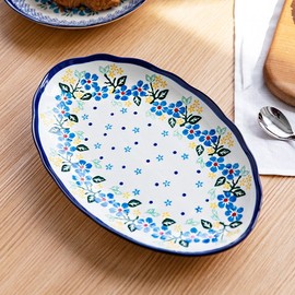 Blooming Garden Romantic Flower Oval Blueless S014 / 블루밍가든  로맨틱플라워 타원 대접시 블루리스 S014