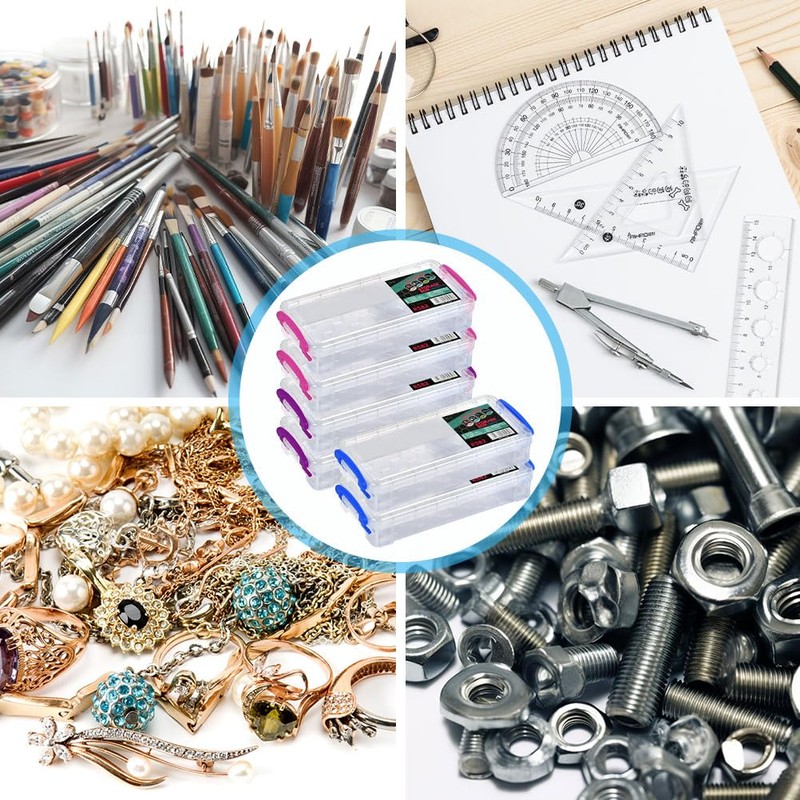 EMNIMQ 6 x small storage boxes, rectangular plastic box with