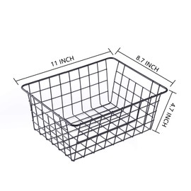 Wire Baskets for Organizing Household 4 Pack Pantry Baskets For Storage Pantry Wire Black Metal Storage Bins
